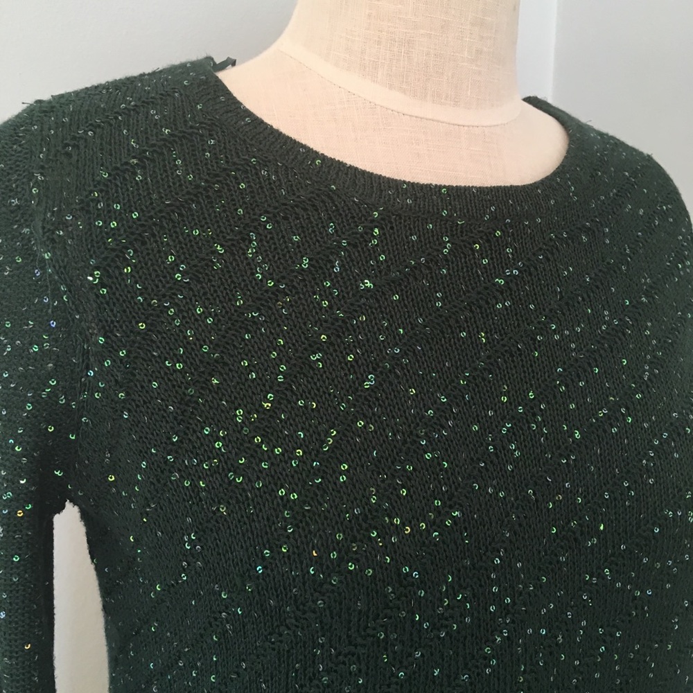 APT. 9 Holiday Sequin Knit Sweater - Green Medium